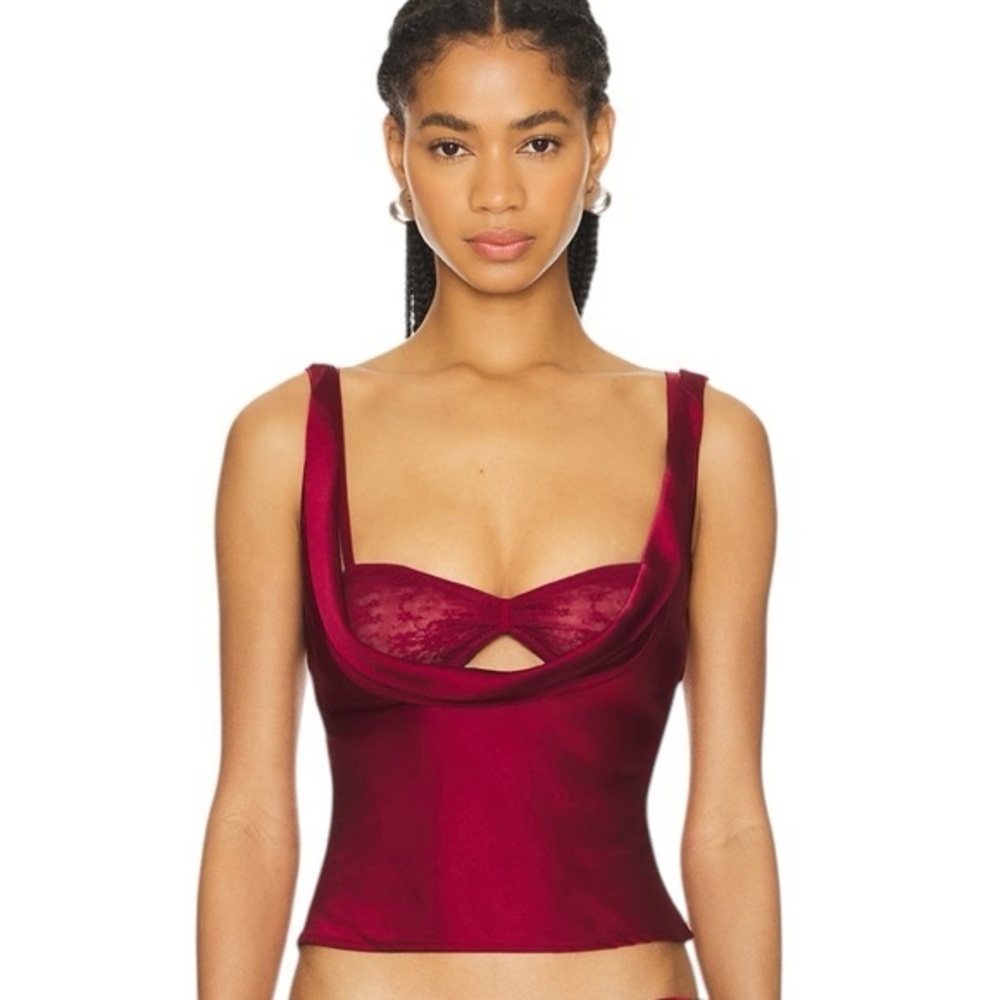Lioness Burgundy Satin Top